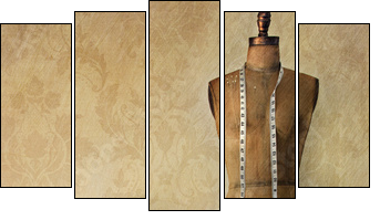 Antique dress form and chair with vintage feeling - Five-piece canvas, Pentaptych