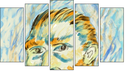 Cute Van Gogh Painting in Adobe Fresco - Five-piece canvas, Pentaptych