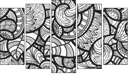 vector seamless ethnic doodle pattern - Five-piece canvas, Pentaptych