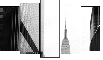 Emipre State Building and yellow, Manhattan, New York - Five-piece canvas, Pentaptych