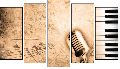 dirty music background - Five-piece canvas, Pentaptych