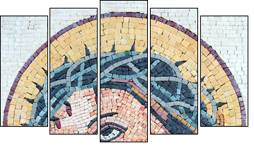 Antique Byzantine Christian mosaic portrait of Jesus Christ - Five-piece canvas, Pentaptych