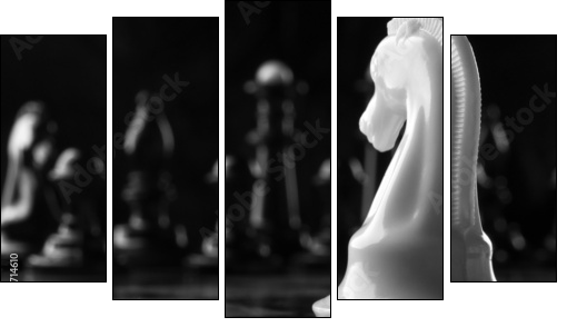 white knight chess piece - Five-piece canvas, Pentaptych