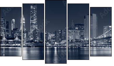 Manhattan, New York City. - Five-piece canvas, Pentaptych