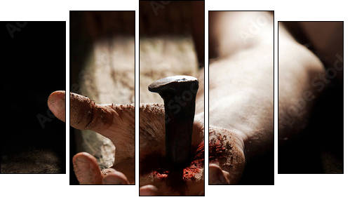 Nailed to the cross - Five-piece canvas, Pentaptych