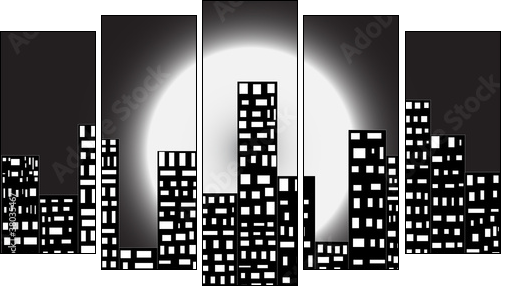 CITY AT NIGHT - Five-piece canvas, Pentaptych
