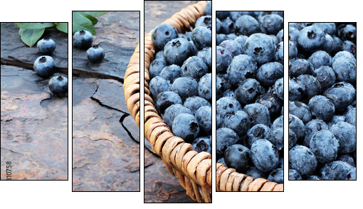 Fresh Blueberries - Five-piece canvas, Pentaptych