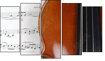 Geige mit Noten - Five-piece canvas, Pentaptych