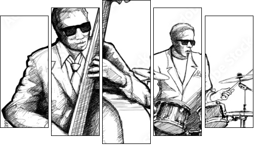 jazz band - Five-piece canvas, Pentaptych