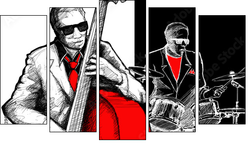 jazz band - Five-piece canvas, Pentaptych