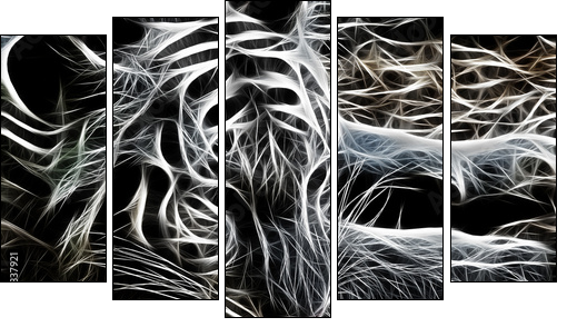 Tiger - Five-piece canvas, Pentaptych