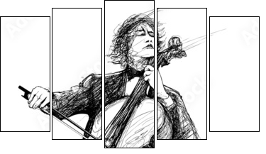 violoncellist - Five-piece canvas, Pentaptych