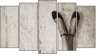 Young woman with long slim sexy legs - Five-piece canvas, Pentaptych