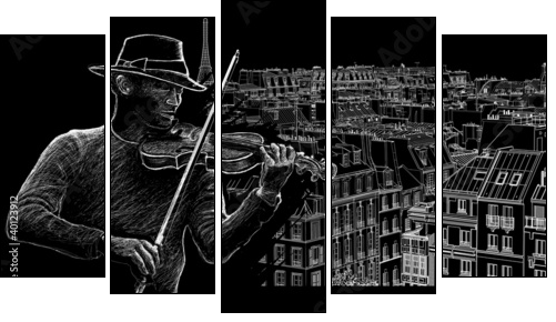 roofs in Paris - Five-piece canvas, Pentaptych