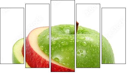 Apfelscheiben grÃ¼n rot - Five-piece canvas, Pentaptych