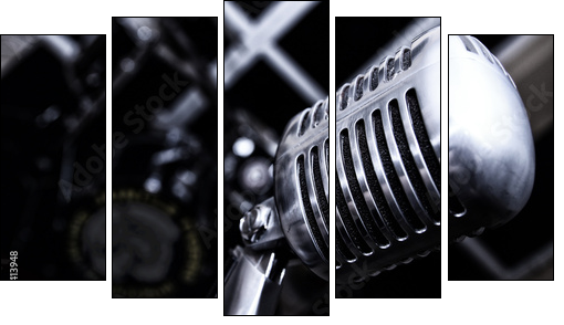 Retro Mikrofon - Five-piece canvas, Pentaptych