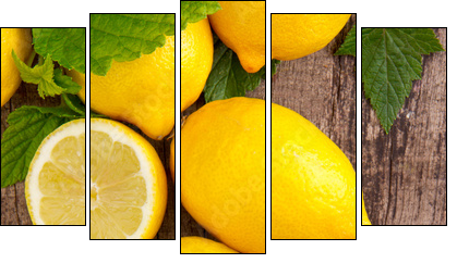 Fresh lemons, upper view - Five-piece canvas, Pentaptych