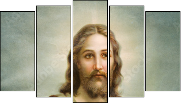 Copy of typical catholic image of Jesus Christ - Five-piece canvas, Pentaptych