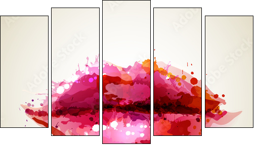 Beautiful womans lips formed by abstract blots - Five-piece canvas, Pentaptych