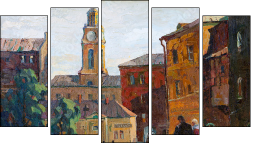 the city landscape of Vitebsk drawn with oil on a canvas - Five-piece canvas, Pentaptych