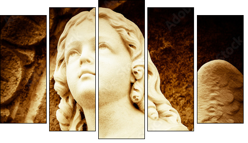 Praying angel in sepia shades - Five-piece canvas, Pentaptych