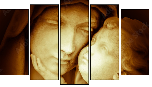 Vintage image of the virgin Mary carrying baby Jesus - Five-piece canvas, Pentaptych