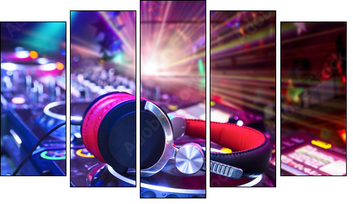Dj mixer with headphones - Five-piece canvas, Pentaptych