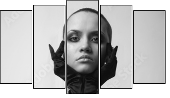 Nude elegant girl. - Five-piece canvas, Pentaptych