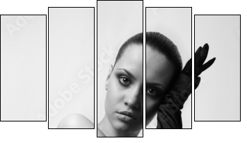 Nude elegant girl. - Five-piece canvas, Pentaptych