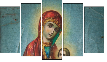 Orthodox Icon of the Mother of God - Five-piece canvas, Pentaptych