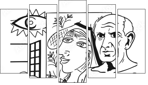 ピカソ - Five-piece canvas, Pentaptych