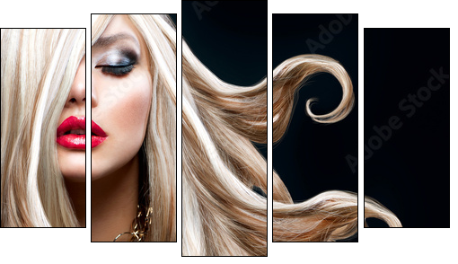 Blond Hair. Beautiful Sexy Blonde Girl - Five-piece canvas, Pentaptych