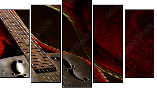Vintage guitar in case - Five-piece canvas, Pentaptych