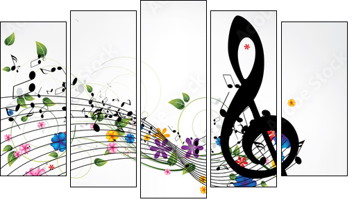 Musical abstract background - Five-piece canvas, Pentaptych