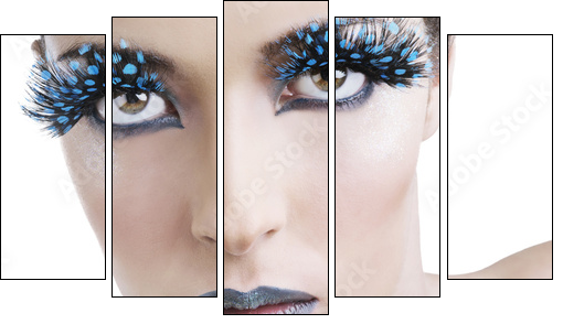 Primo piano con ciglia finte - Five-piece canvas, Pentaptych