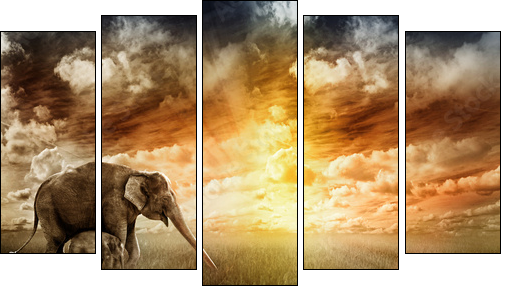 Abendfarben - Five-piece canvas, Pentaptych