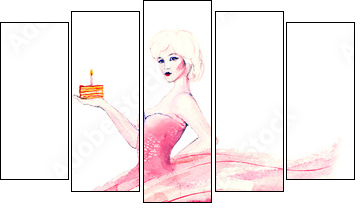 happy birthday - Five-piece canvas, Pentaptych