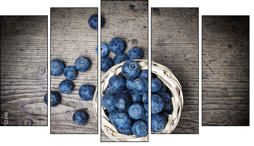 fresh blueberries on an old table - still life - Five-piece canvas, Pentaptych