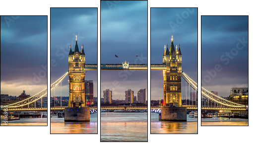 Tower bridge sunset - Five-piece canvas, Pentaptych
