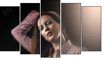 Young sexy woman wearing shorts - Five-piece canvas, Pentaptych