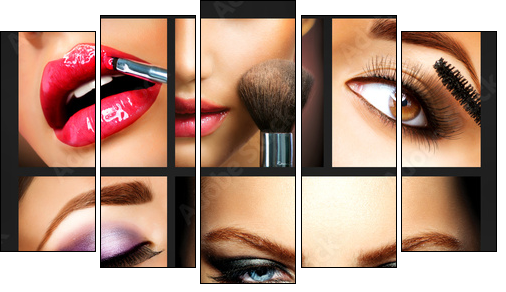 Makeup Collage. Professional Make-up Details. Makeover - Five-piece canvas, Pentaptych