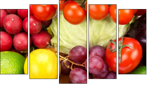 bright background  of vegetables and fruits - Five-piece canvas, Pentaptych