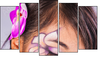 Beautiful asian woman with fashion make-up - Five-piece canvas, Pentaptych