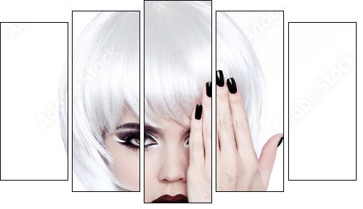 Vogue Style Woman. Fashion Beauty Woman Portrait with White Shor - Five-piece canvas, Pentaptych