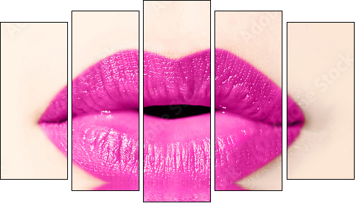 Bouche de femme rose, reflet - Five-piece canvas, Pentaptych