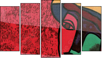 Visage à la Picasso. - Five-piece canvas, Pentaptych