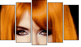 Fashion Portrait Of Beautiful Girl. Vogue Style Woman. Hairstyle - Five-piece canvas, Pentaptych