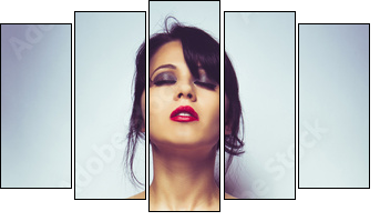 attractive brunette in white panties - Five-piece canvas, Pentaptych