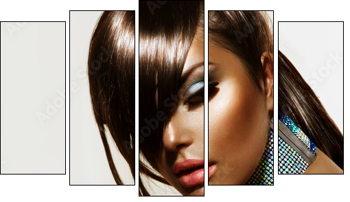 Fashion Beauty Girl. Stylish Haircut and Makeup - Five-piece canvas, Pentaptych