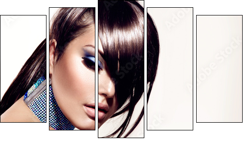 Fashion Beauty Girl. Stylish Haircut and Makeup - Five-piece canvas, Pentaptych